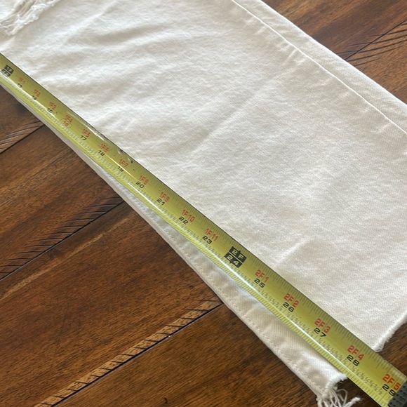 Levis Jeans Wedgie Straight No Waistband beige cream raw hem button fly sz 28 - Picture 6 of 17